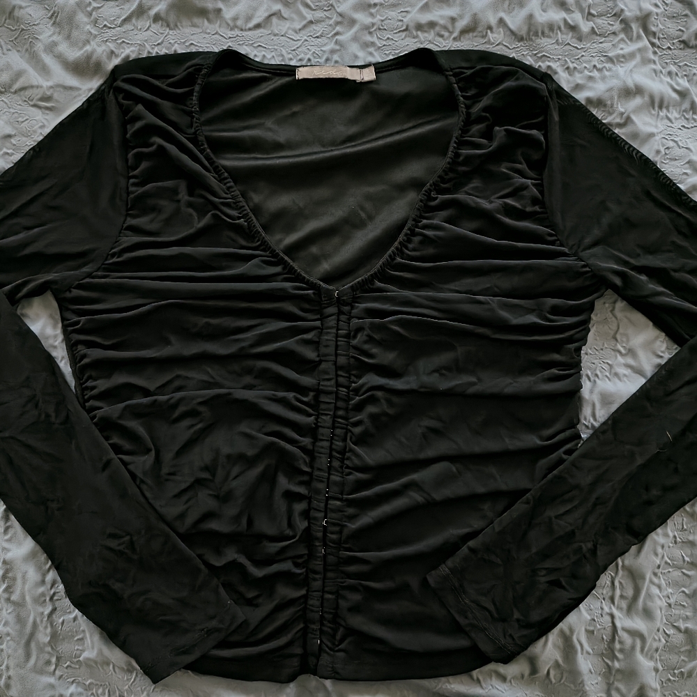 Black long sleeve ruched top